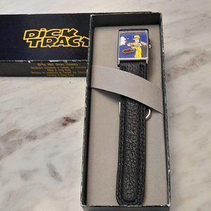 1990 Vintage Dick Tracy Black Leather Watch. New Battery. Working.